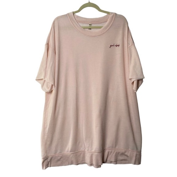 Free People Intimately Free Top Shirt Women Small Good Vibes Pink Cotton Blend - Picture 3 of 6